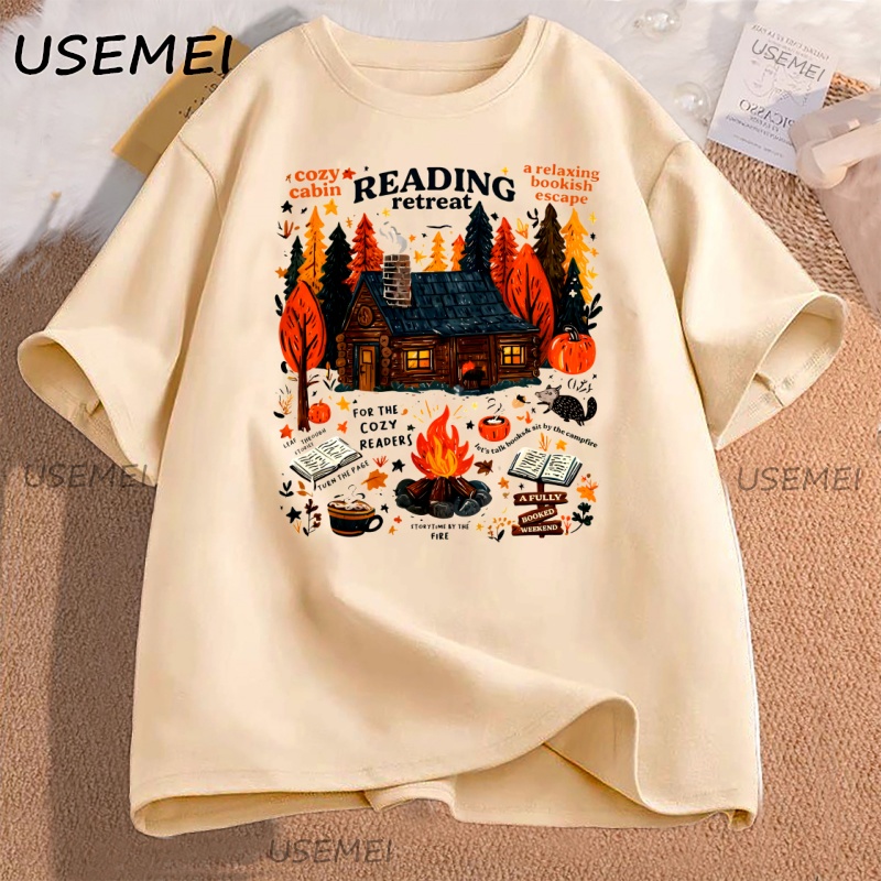 Herbal Wellness Book - Cosy Cabin Reading Retreat T-shirt Fall