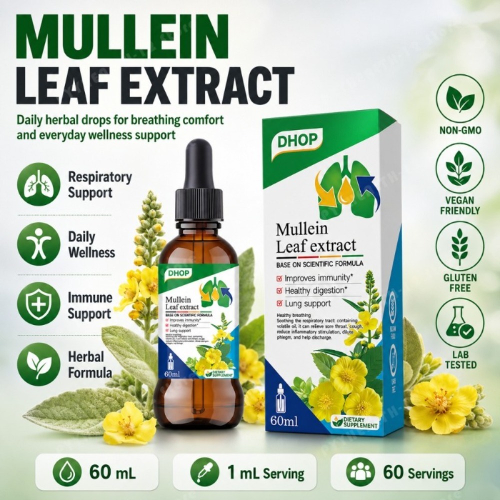 Herbal Wellness Drops - Mulleinblad Extract Druppels 60ml, Kruiden Vloeibaar