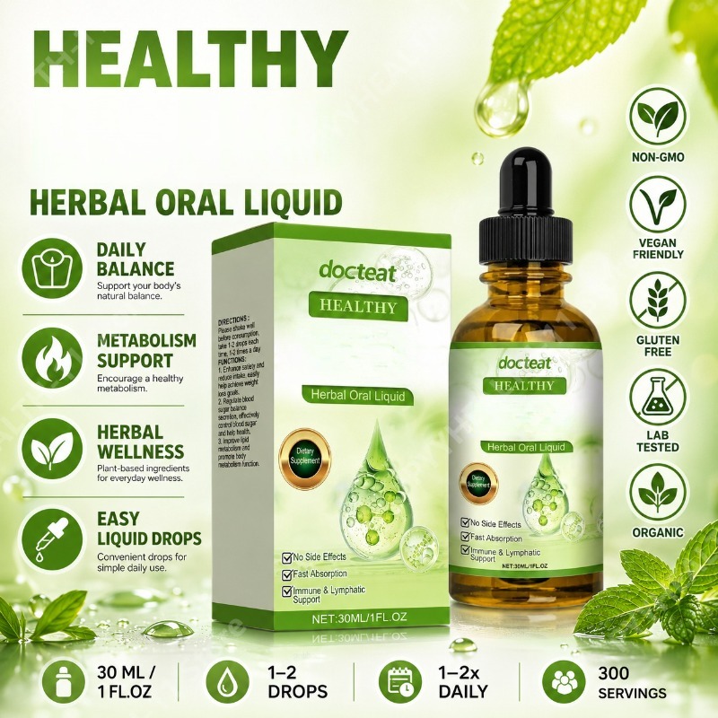 Herbal Wellness Drops - Muntbladextract & Vitamine B1 Kruiden Vloeibare