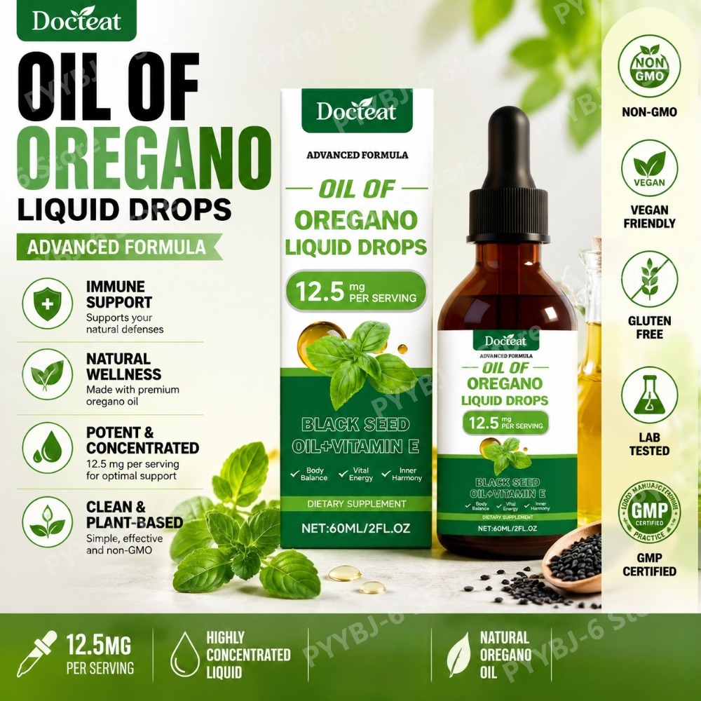 Herbal Wellness Drops - Oregano-olie vloeibare druppels 60ml Zwarte komijnzaadolie