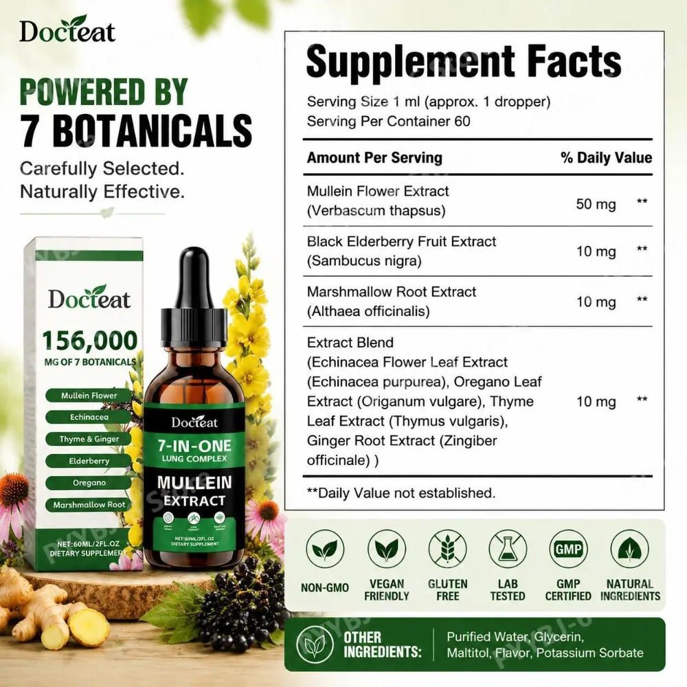 Docteat 7-in-1 Mullein Extract - Herbal Wellness Drops recensie en prijs